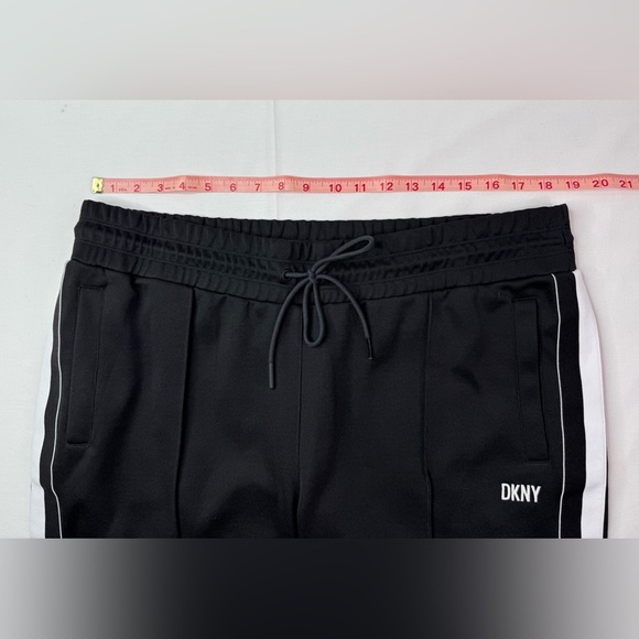 DKNY Casual Mid Rise Black Logo Joggers Sweatpants Striped Size Large - Picture 7 of 8
